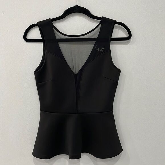 Forever 21 Women's Peplum Top With Plunging Neckline Color Black Sz S - Picture 1 of 6
